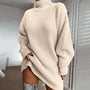 Strickkleid Damen Rollkragen Wintermode Oversize Look-Beige-S-Luzern Mode
