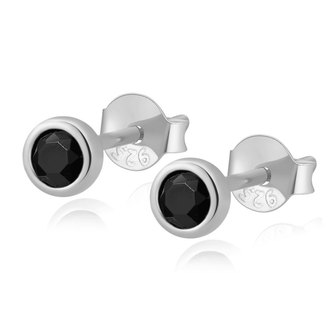 Ohrstecker | Zirkonia | Schwarz | Weiß | Silber | Gold | Kompakt | Stilvoll | Langlebig-Silber-Schwarz-Luzern Mode