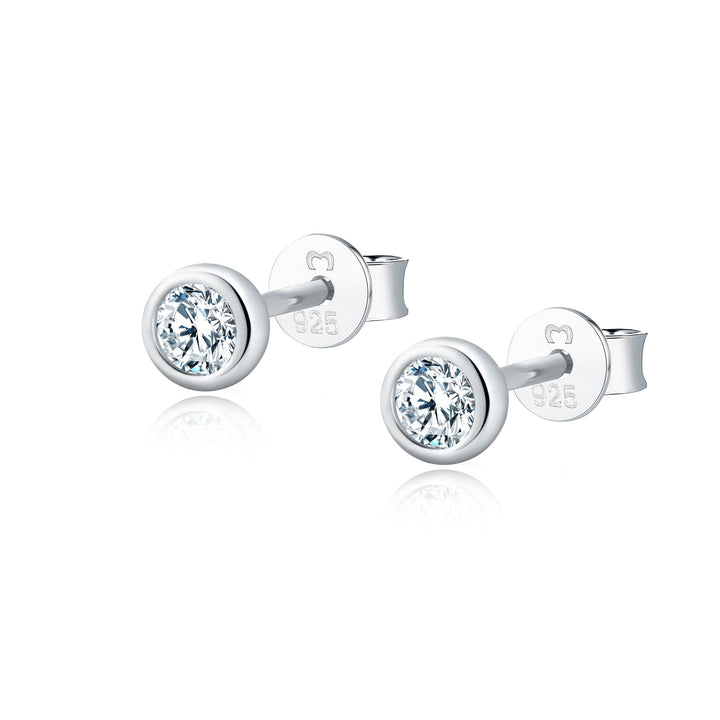 Ohrstecker | Zirkonia | Schwarz | Weiß | Silber | Gold | Kompakt | Stilvoll | Langlebig-Silber-Weiß-Luzern Mode