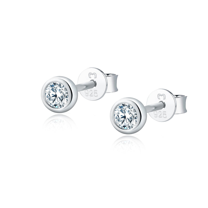 Ohrstecker | Zirkonia | Schwarz | Weiß | Silber | Gold | Kompakt | Stilvoll | Langlebig-Silber-Weiß-Luzern Mode
