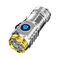 LED Taschenlampe | Kompakt Hell USB-C Wiederaufladbar Leicht Wasserdicht-Silber-Luzern Mode