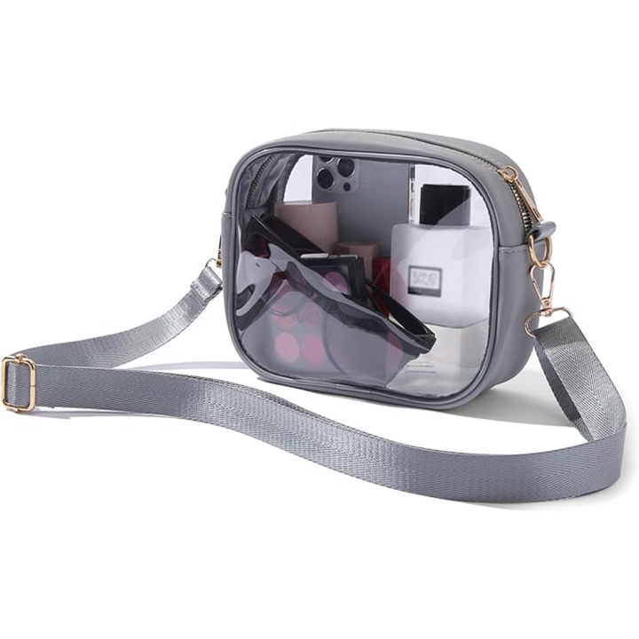 Transparente Reise-Kulturtasche mit Reißverschluss, TSA-konform-Grau-Luzern Mode