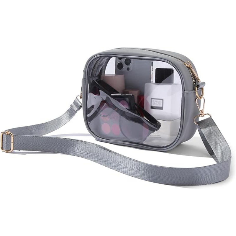 Transparente Reise-Kulturtasche mit Reißverschluss, TSA-konform-Grau-Luzern Mode