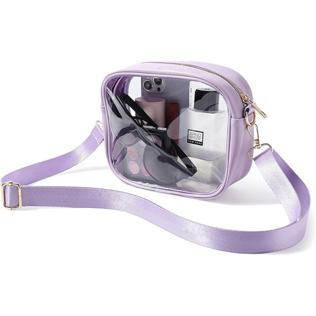 Transparente Reise-Kulturtasche mit Reißverschluss, TSA-konform-Lila-Luzern Mode