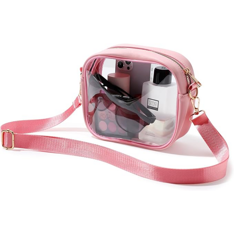 Transparente Reise-Kulturtasche mit Reißverschluss, TSA-konform-Rosa-Luzern Mode