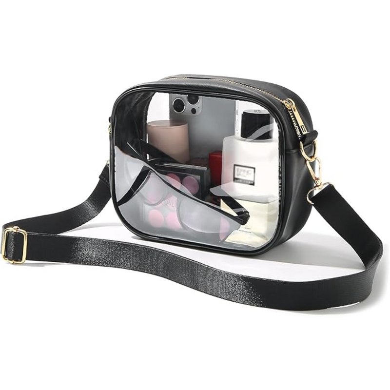 Transparente Reise-Kulturtasche mit Reißverschluss, TSA-konform-Schwarz-Luzern Mode