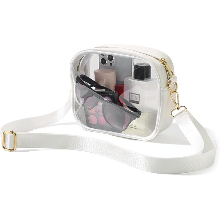 Transparente Reise-Kulturtasche mit Reißverschluss, TSA-konform-Weiß-Luzern Mode