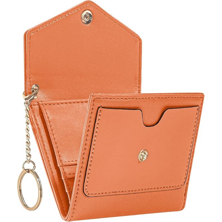 Luxuriöse Damen Leder Geldbörse mit Schlüsselanhänger-Orange-Luzern Mode