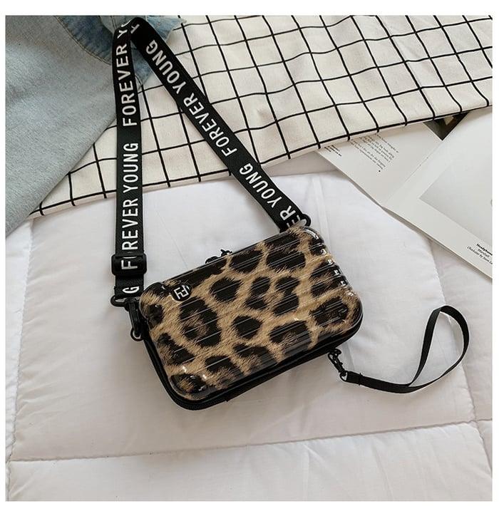 Kleine Kofferhandtasche mit Schulterriemen für Reisen-Leopardenmuster-Luzern Mode