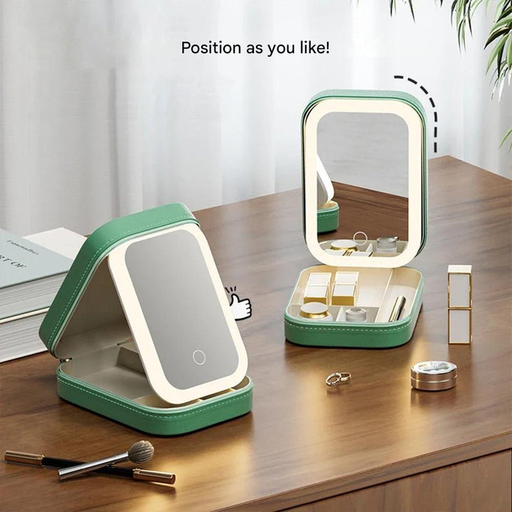 Make-Up Organizer | Kompakt | Spiegel | Beleuchtet | USB | Oplaadbar-Luzern Mode