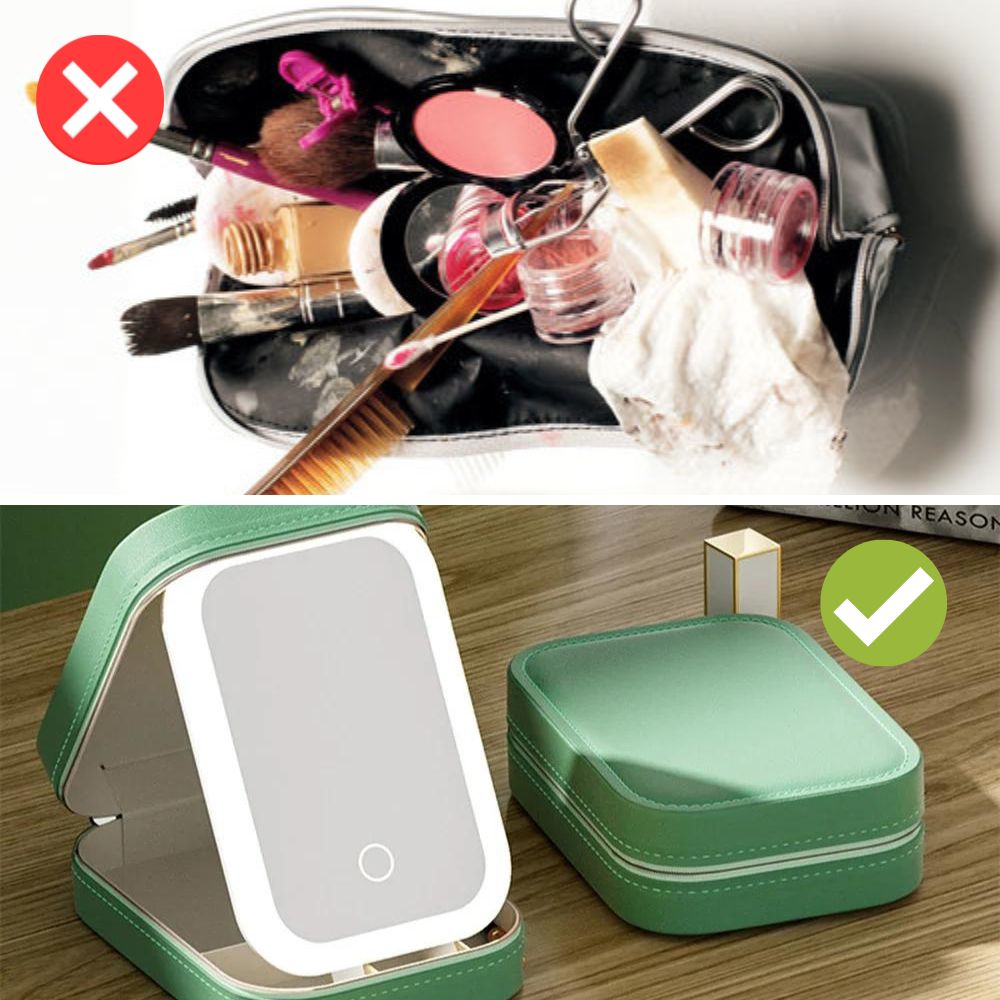 Make-Up Organizer | Kompakt | Spiegel | Beleuchtet | USB | Oplaadbar-Luzern Mode