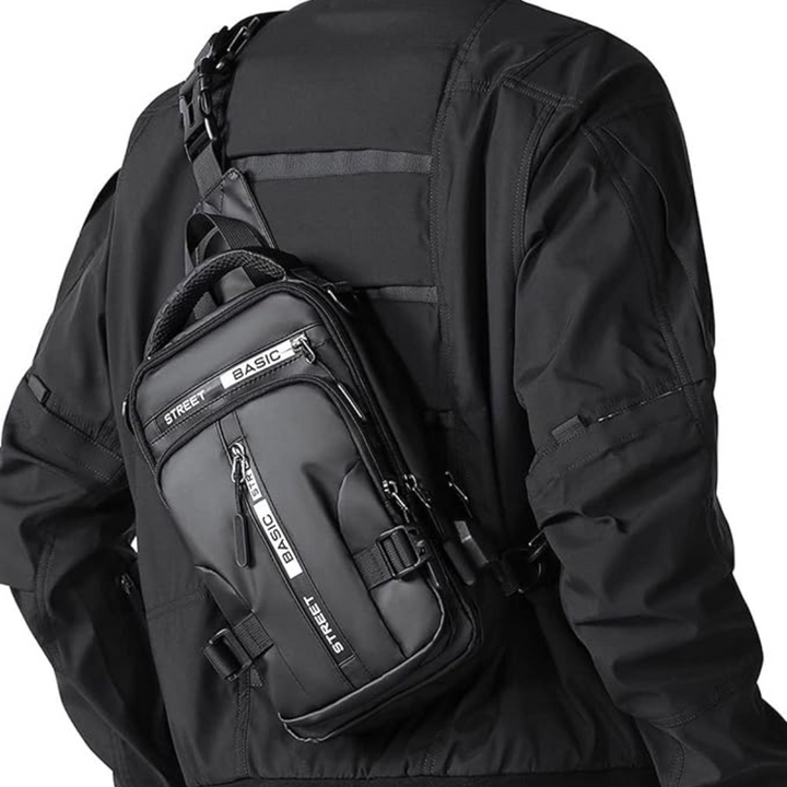 Herren Umhängetasche mit USB-Anschluss und Diebstahlschutz-Schwarz Klein-Luzern Mode