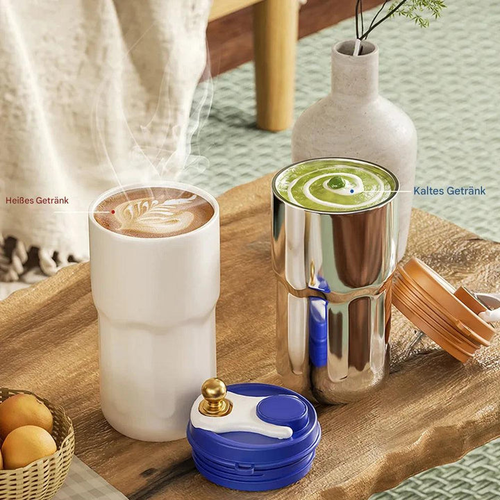 Thermobecher | Doppelwandig Vielseitig 500ML Kompakt LED-Anzeige-Luzern Mode