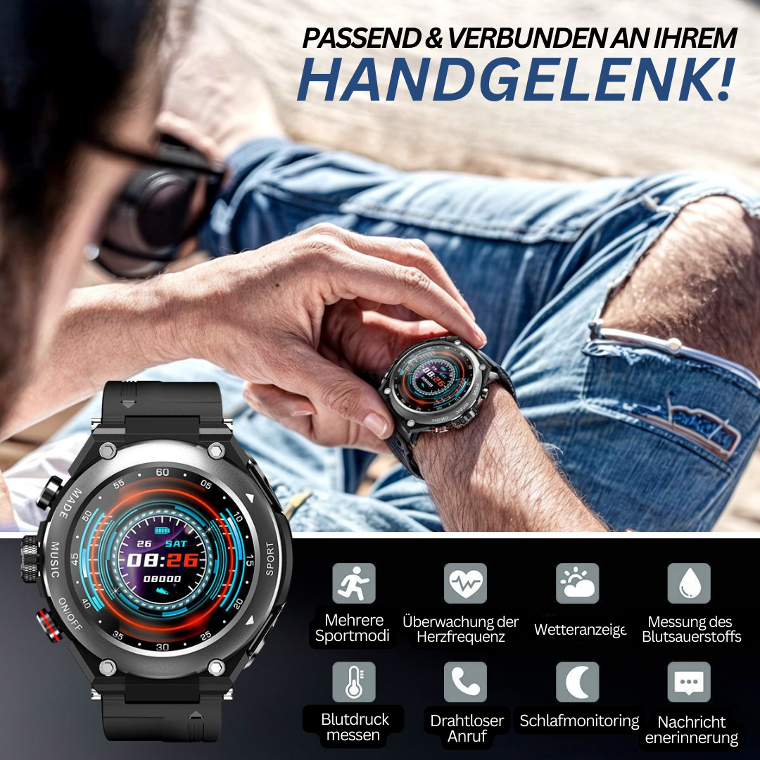 Herren Smartwatch mit Herzfrequenz- und Blutdruckmessung-Luzern Mode
