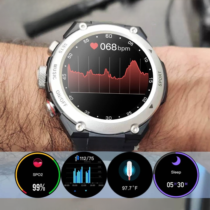 Herren Smartwatch mit Herzfrequenz- und Blutdruckmessung-Luzern Mode