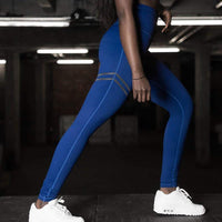 Damen Sport Leggings mit Hoher Taille für Fitness und Yoga-Blau-S-Luzern Mode
