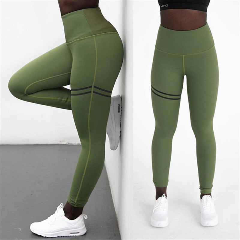Damen Sport Leggings mit Hoher Taille für Fitness und Yoga-Grün-S-Luzern Mode