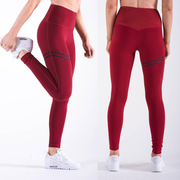 Damen Sport Leggings mit Hoher Taille für Fitness und Yoga-Rot-S-Luzern Mode