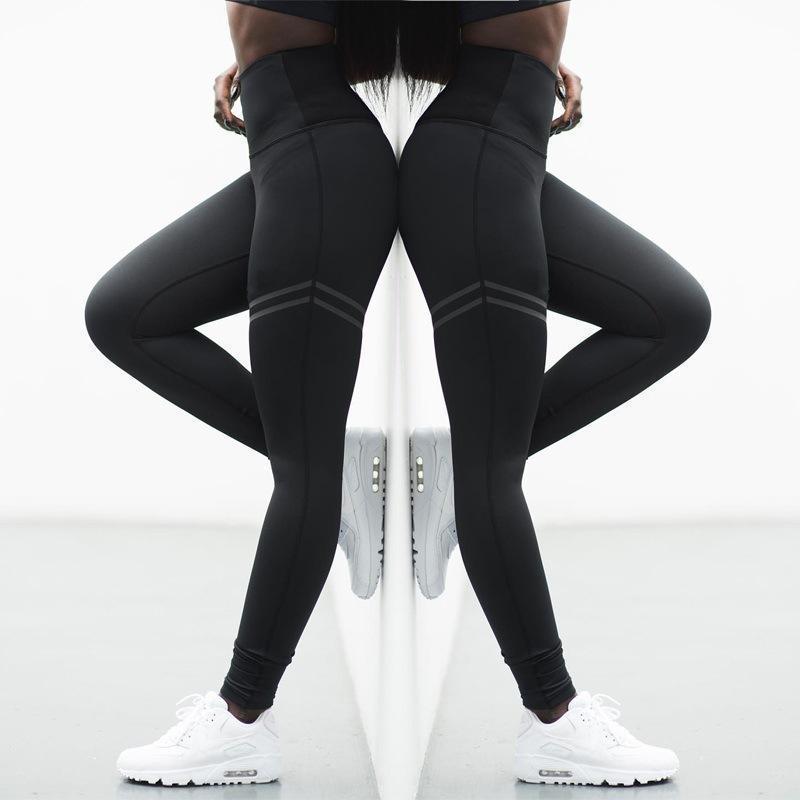 Damen Sport Leggings mit Hoher Taille für Fitness und Yoga-Schwarz-S-Luzern Mode