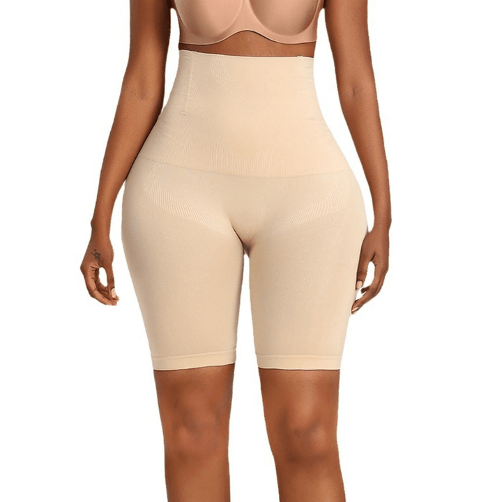 Korrigierende Damen Shorts | Hohe Taille | Leichte Kompression | Nahtlos-Beige-S-Luzern Mode