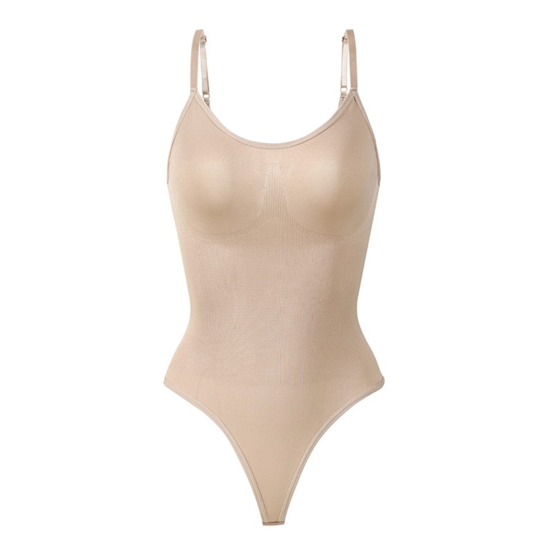 Damen Bodysuit | Ärmellos | String | Korrigierend | Einfarbig | Nahtlos-Beige-S-Luzern Mode