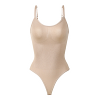 Damen Bodysuit | Ärmellos | String | Korrigierend | Einfarbig | Nahtlos-Beige-S-Luzern Mode
