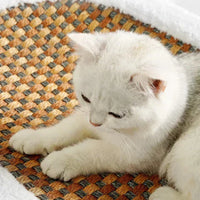 Katzen Krabbed | Nachhaltig | Multifunktional | Oval | Plüsch | Weiß | Sisal-Luzern Mode