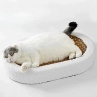 Katzen Krabbed | Nachhaltig | Multifunktional | Oval | Plüsch | Weiß | Sisal-Luzern Mode