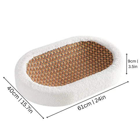 Katzen Krabbed | Nachhaltig | Multifunktional | Oval | Plüsch | Weiß | Sisal-Luzern Mode