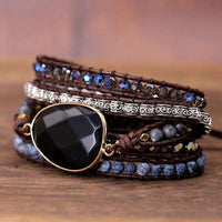 Onyx-Wickelarmband | Schwarz Kraftvoll Stilvoll Boho Vielseitig Langlebig-Luzern Mode