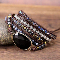 Onyx-Wickelarmband | Schwarz Kraftvoll Stilvoll Boho Vielseitig Langlebig-Luzern Mode