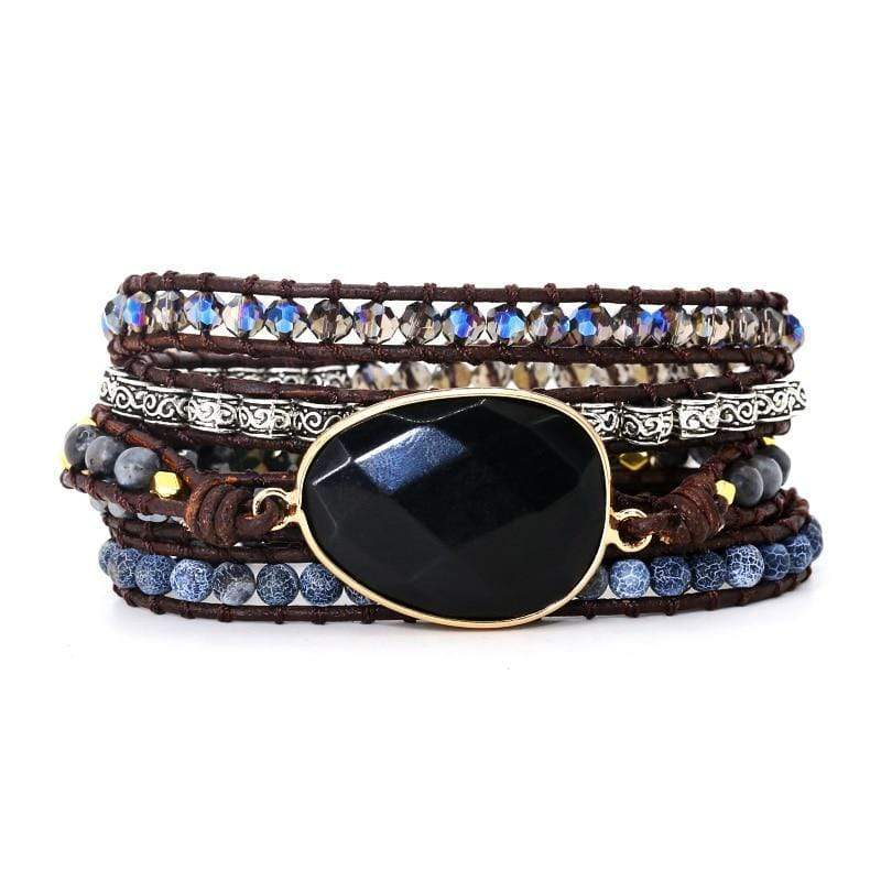 Onyx-Wickelarmband | Schwarz Kraftvoll Stilvoll Boho Vielseitig Langlebig-Luzern Mode