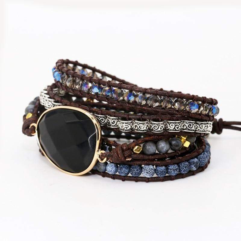 Onyx-Wickelarmband | Schwarz Kraftvoll Stilvoll Boho Vielseitig Langlebig-Luzern Mode