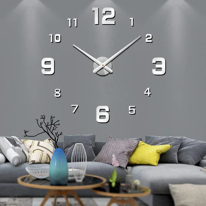 Wanduhr | Do-it-yourself Einzigartig Stilvoll Kreativ Leuchtend Vielseitig-Zahlen - Silber-60-100 cm-Luzern Mode