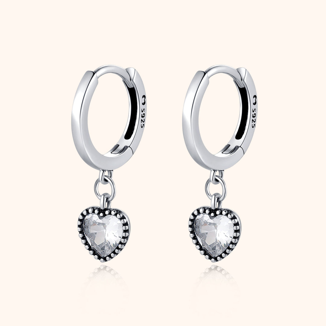 Ohrringe mit Anhänger | Herz Zirkonia Silber Langlebig Stilvoll-Silber-Luzern Mode