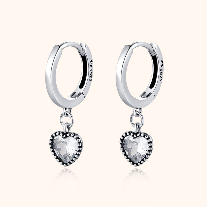 Ohrringe mit Anhänger | Herz Zirkonia Silber Langlebig Stilvoll-Silber-Luzern Mode