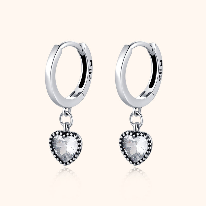Ohrringe mit Anhänger | Herz Zirkonia Silber Langlebig Stilvoll-Silber-Luzern Mode