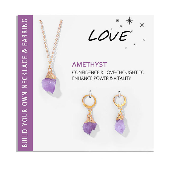 Schmuckset für Damen | Kristalle | Halskette | Ohrringe-Amethyst-Luzern Mode
