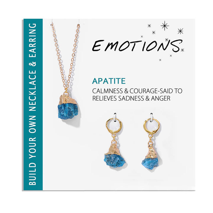 Schmuckset für Damen | Kristalle | Halskette | Ohrringe-Blauer Apatit-Luzern Mode