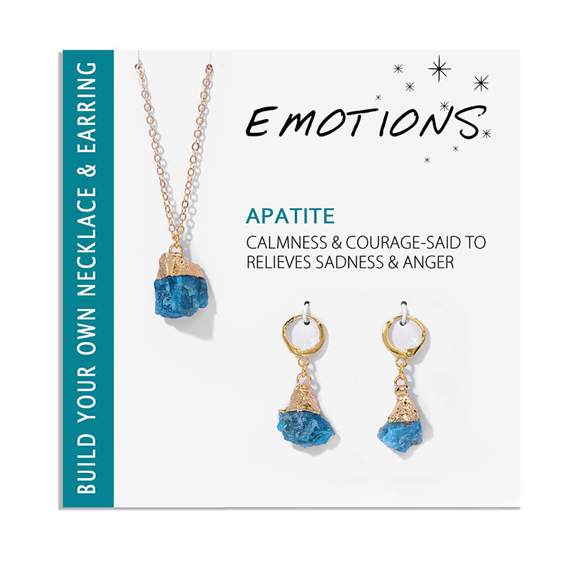 Schmuckset für Damen | Kristalle | Halskette | Ohrringe-Blauer Apatit-Luzern Mode