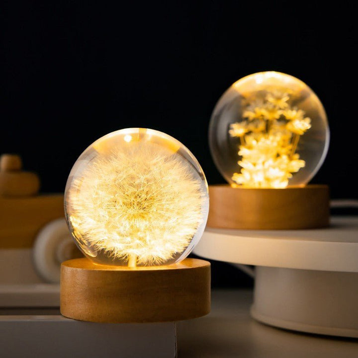 Kristallkugel Lampe | Blumen | Ewigkeit | 6 CM | USB | Beruhigend-Luzern Mode