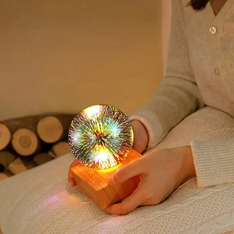 Runde Tischlampe | 3D-Feuerwerkeffekt Stilvoll Einzigartig Vielseitig Dimmbar-Luzern Mode