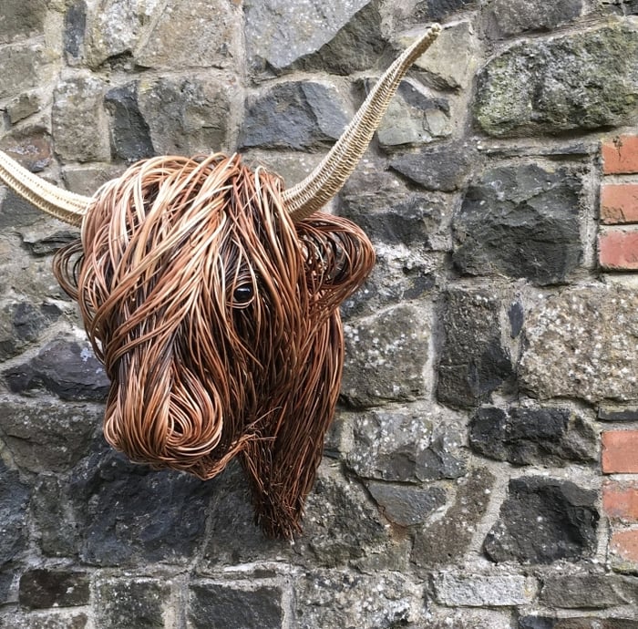 Kuh Wandskulptur | Hörner | Handgefertigt | Detailliert | Hochland-Luzern Mode
