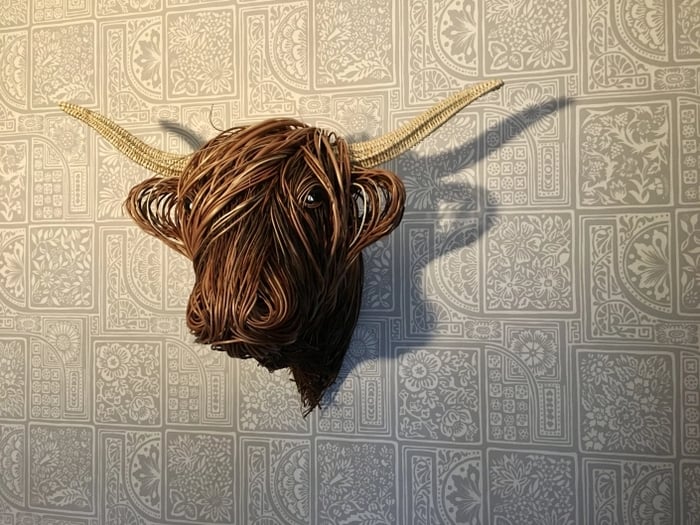 Kuh Wandskulptur | Hörner | Handgefertigt | Detailliert | Hochland-Luzern Mode