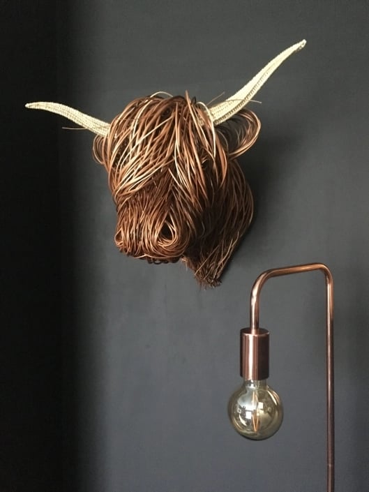 Kuh Wandskulptur | Hörner | Handgefertigt | Detailliert | Hochland-Luzern Mode