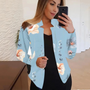 Damen Blazer mit Blumenmuster - Eleganter Freizeitlook-Blau-S-Luzern Mode