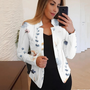 Damen Blazer mit Blumenmuster - Eleganter Freizeitlook-Weiß-S-Luzern Mode