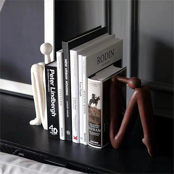 Bücherstütze | Weiß | Braun | Set | Modern | Metall | Multifunktional-Luzern Mode