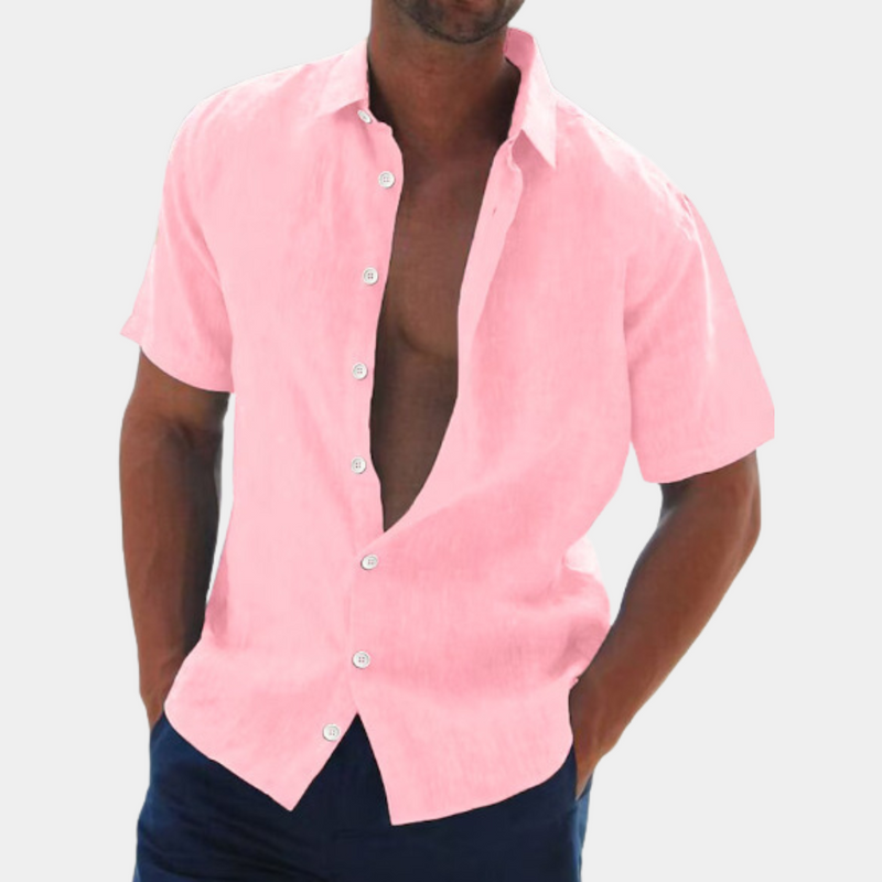 Herren Leinenhemd Kurzarm Sommermode Freizeitlook-Luzern Mode