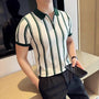 Herren Poloshirt | Kurzarm | Reißverschluss | Gestreift | Regular Fit-Weiß-S-Luzern Mode